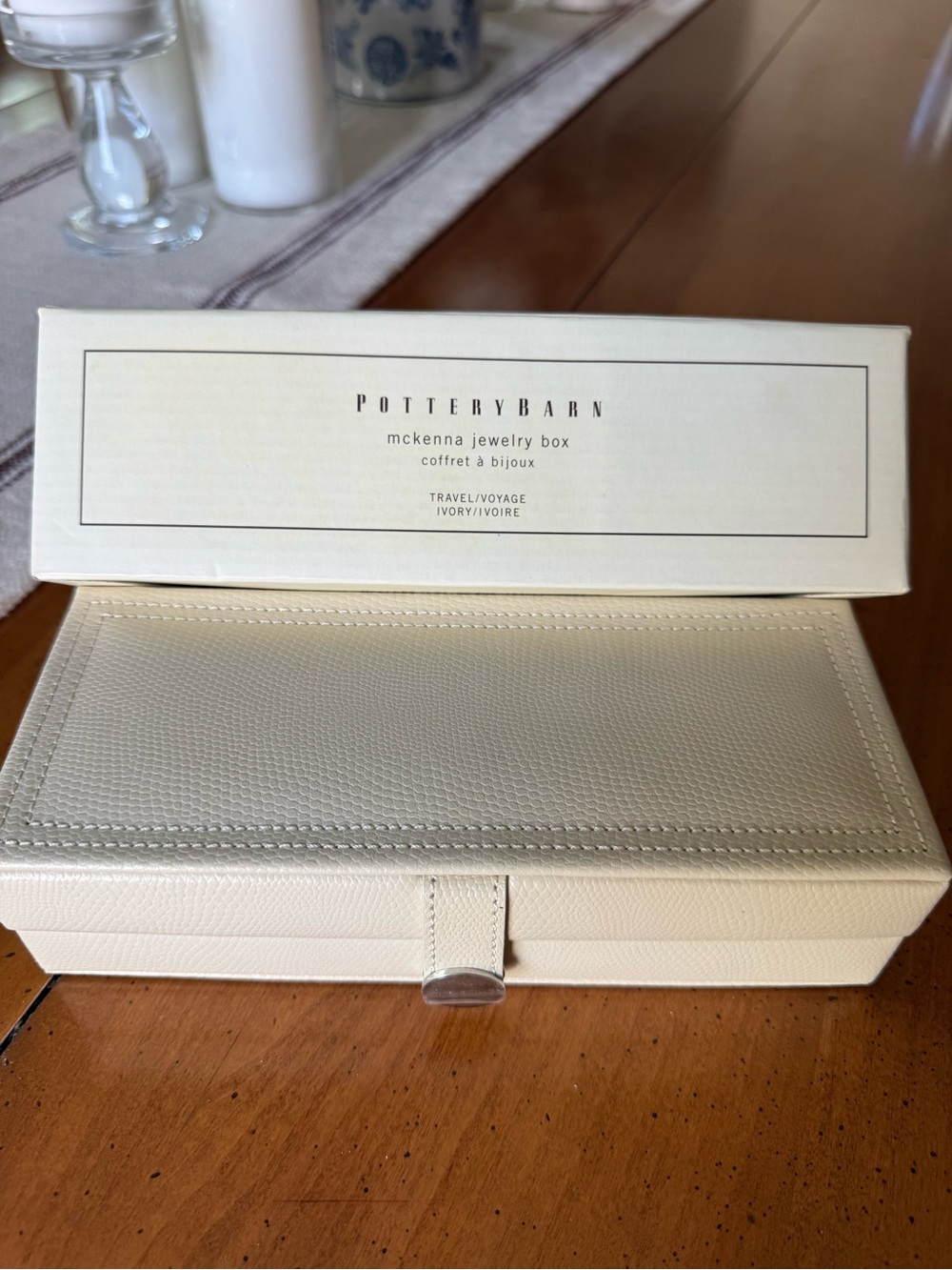 Pottery Barn Mckenna Travel Jewelry Box in Ivory